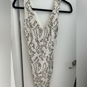 Formfitting White Sequin Dress